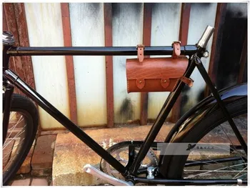 Derliaus senas dviračių Senovinių Dviračių Maišelį pluošto paketo grynas rankomis siuvami odiniai įrankių krepšys telefono pakuotė