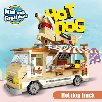 511pcs Miesto Kempingas Kepta Hot Dog Automobilio Modelio Blokai Draugais Transporto priemonės Duomenys Plytų Švietimo Žaislai Mergaitėms