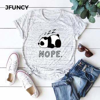 JFUNCY Plius Dydis Moterų Marškinėliai Mielas Panda T-Shirt Vasaros Medvilnės O Kaklo trumpomis Rankovėmis Tees Naujus moteriškus Atsitiktinis Marškinėliai Harajuku Viršų