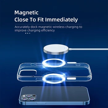 Naujas Magnetiniai Atveju iPhone 12 Pro Max Mini atsparus smūgiams Skaidrus Telefono Galinį Dangtelį, vaizdo Kameros Apsaugos iPhone 12 Coque Shell