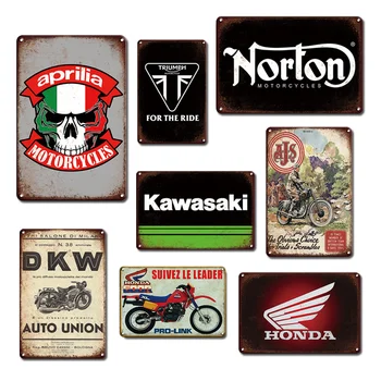Variklio Garažas Dekoratyviniai Metalo Plokštės Senovinių Motociklų Plakatas Alavo Pasirašyti Kaimiškas Namų Kambarį Sienų Dekoras Plokštelės