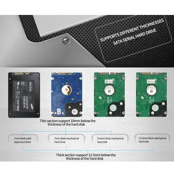 HDD talpyklos USB 3.1 C Tipo SSD atveju talpyklos nešiojamas kietasis diskas caddy 6Gbps 2.5
