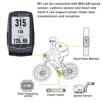 Meilan GPS Dviračio Kompiuterio Su Krūtinės Širdies ritmo Monitorius Speed /Cadence Jutiklis Belaidis Navigacijos 