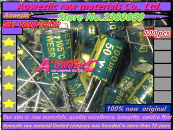 Aoweziic 100 VNT 100UF 50V 8X12 aukšto dažnio mažo pasipriešinimo elektrolitinius kondensatorius 100UF 50V 8*12