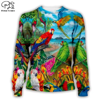 Papūga Vyrų / Moterų 3D spausdinimo atsitiktinis hoodies žvirblis, gyvūnų, paukščių hoodie Harajuku Papūga marškinėliai / Hoodies / Palaidinukė plius dydis