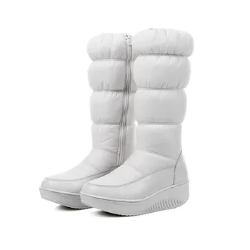 2018 m. Žiemos Šiltas Moterų mano, kad Over-the-knee Zip Sniego Batai Rount Kojų Pleišto kulniukai platforma Užtrauktukas įkrovos moteriški žieminiai batai.HX-88