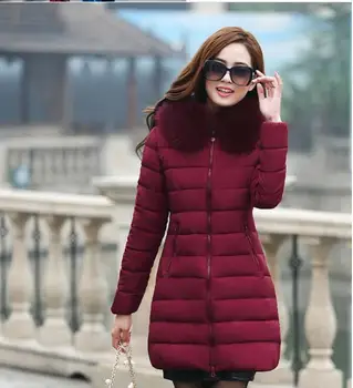 2021 Moterų Žiemos paltai korėjos versija, ilgai medvilnė paminkštinimas motinos storesnis Gobtuvu medvilnės striukė žemyn parko Plius Dydis XL-7XL