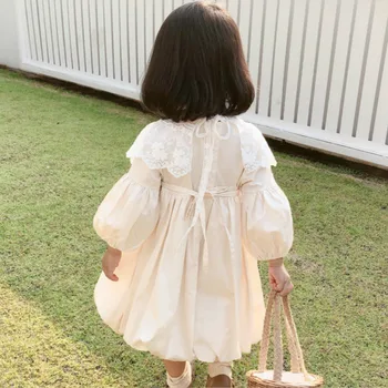 2021 M. Pavasarį Vaikai Nėrinių Kratinys Retro Princesė Dress Vaikai Saldus Medvilnės Drabužiai Vaikams, Elegantiškas Šalis Drabužius, #9308