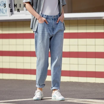 SEMIR Moterys, laisvi džinsai 2020 metų vasaros nauji aukštos juosmens dizaino medvilnės kvėpuojantis apkarpytos demin kelnės atsitiktinis džinsai moteris