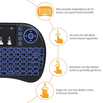 GTmedia i8,Klaviatūra su Apšvietimu ispanų kalba,Oro Pelė 2,4 GHz Belaidė Klaviatūra,Touchpad Rankinės, skirta 