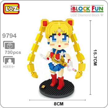 LOZ 9794 Anime Sailor Moon Mokyklos Mergina 3D Modelį 730pcs 