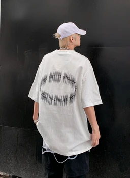 UNCLEDONJM Abstrakčios Grafikos spausdinimo trumpomis rankovėmis T-shirt high street retro hip-hop negabaritinių marškinėliai grafinis vyrų drabužiai P127