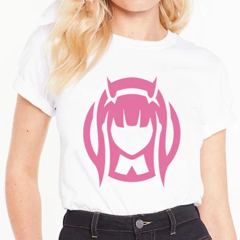 Darling Į Franxx Nulis DU Hentai Japonijos Anime Moterų Marškinėliai Harajuku Moterų trumpomis Rankovėmis T-shirt Vasaros Marškinėlius Drabužiai