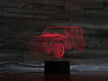 3D Lempos Jeep Baterija Spalva Keičiasi su Nuotolinio Geriausias Apdailos Patalpų Atmosferą Led Nakties Šviesos Lempos Meno