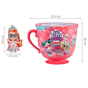 Originalus ITTY BITTY PRETTYS Šalies Serija 1 Didelis Arbatos Puodelio Playset Kačiukas & Princess Pink Lėlė Mergaitė Žaislą dovanų