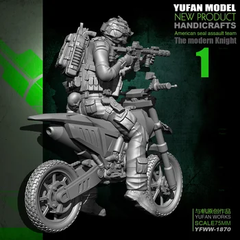 Yufan Modelis 75mm 1/24 Modelis Kit Motociklo Dervos Kareivis YFWW-1870