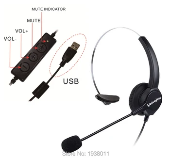 VoiceJoy Skambučių Centro Triukšmo Panaikinimo Monofoninis laisvų Rankų Ausinės su Mic Mircrophone su USB Plug, garso reguliavimas ir Nutildyti