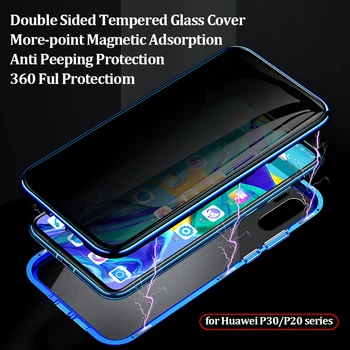 Privatumo Grūdintas Stiklas Telefoną Atveju Huawei P40 30 P20 Pro Mate 30 20 Pro Dangtelį 360 Visas Apsaugos Metalo Bamperis Shell