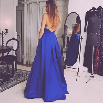 Royal Blue Ilgą Vakarinę Suknelę 2020 Naują Atvykimo Elegantiškas, Seksualus Backless Moterų Oficialią Suknelės, Vestuvių Svečių Cotillon Šalis