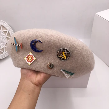 Europoje ir emblema nauja fondo 2019 m. rudenį, žiemą medžiaga beretė Britų mados moterų dailininko bžūp moliūgų skrybėlę