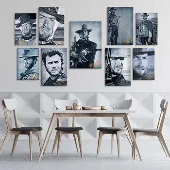 Šiuolaikinės Didžiosios Clint Eastwood Sienos Meno Tapybos Drobės Nuotrauka Plakatas ir Spausdinimo Galerija Namų Dekoro