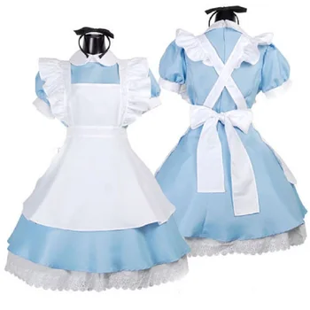 Mėlyna Seksualus Alice In Wonderland Kostiumas Suaugusių Šalies Išgalvotas Moteris Cosplay Lolita Tarnaitė Halloween Kostiumai Moterų Suknelė Plius Dydis