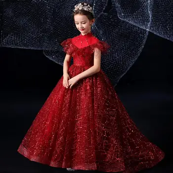 Vaikams, Elegantiškas, Gražus Saldus Suknelė Gimtadienio Vakarėlio Princesė Suknelė Prabanga Priimančiosios Fortepijonas Blizgučiais Suknelė Mergaitėms Vestidos L02