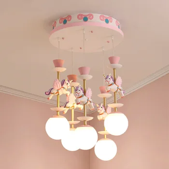 Modernių Vaikų kambario LED Šviestuvo Miegamasis Restoranas Pendang lempos Baltos spalvos stiklo E27 Pink/Blue Kabelio Reguliuojamas Šviesos Armatūra