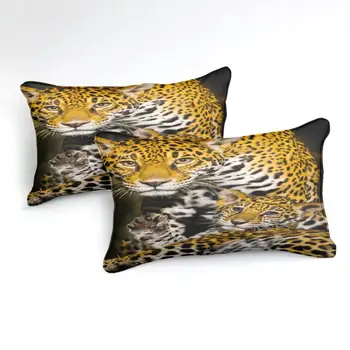 3D Leopardas Šeimos Patalynės Komplektas Antklode padengti nustatyti Tikroviška Gyvūnų, patalyne, lova nustatyti Namų Tekstilės 3pcs