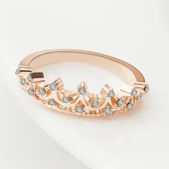 Mados Karūna Crystal Žiedai Moterims Paprastas Aukso Spalvos Prabangus Elegantiškas Vestuvių Žiedai Šiuolaikinės Kūrybos Šalis Papuošalai Geriausia Dovana