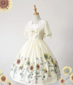 Lolita one piece suknelė Saulėgrąžų trumpas rankovės Imperijos Lankas Lolita Dress