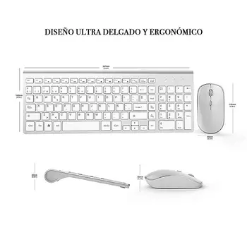 Belaidžio Klaviatūros ir Pelės，Ergonomiškas dizainas Full-size Klaviatūra, pele 2400 DPI，Ispanija/jav/jk/Rusija išdėstymas/Prancūzija Juoda ir rausva