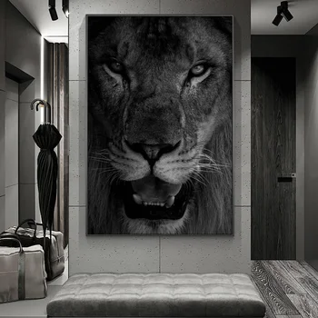 Didelio Dydžio Laukinės Afrikos Liūtas Veido Meno Tapybos ant Sienos Menas, Plakatų ir grafikos Juoda ir Balta Gyvūnų Meno Nuotraukas Cuadros