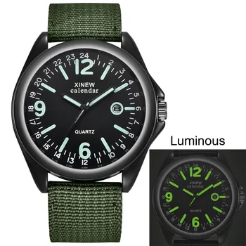 Karinės vyriški laikrodžiai Kvarco Riešo Žiūrėti Armijos Black Dial Data Prabanga Sporto žmogus vandeniui Šviesos Rankas Kalendorius