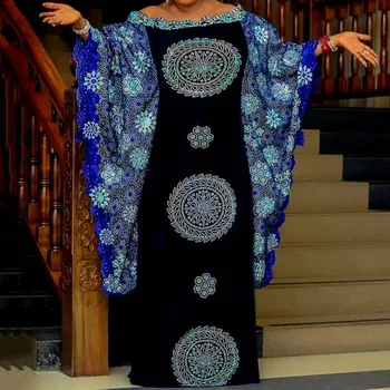 Rudenį Maxi Šalis Suknelė Plius Dydis Moterų Derliaus Musulmonų Ilgos Suknelės Gėlių Spausdinti Afrikos Skraiste Atsitiktinis Palaidų Negabaritinių Vestidos
