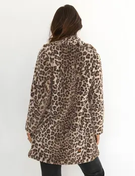 Hirigin 2018 Naujausias Karšto Moterų Žiemos Leopard Purus Vilnos Striukė Kailis Susagstomi Megztiniai Su Gobtuvu Megztinis Viršūnes Clubwear