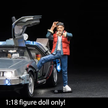 Paveikslas Lėlės 1/18 Atgal į ateitį DeLorean Automobilio Modelį Scena, Ekranas Dervos PVC Stovi Paveikslas Lėlės Modelis Žaislų kolekcija