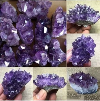 6Pcs Natūralus Ametistas Grupių Geode Violetinė Kvarco Kristalų Mėginių Namų Dekoro