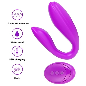 IKOKY Klitorio Vibratoriai Sekso Žaislas, Skirtas Moteriai, Wireless RC Dual Motor G Spot Vibratorius Silikoninis Stimuliatorius U Formos 10 Dažnis