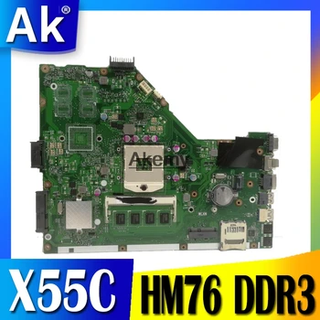 AK X55C 2GB RAM Mainboard REV 2.2 Asus X55C X55VD X55V X55CR Nešiojamas Plokštė SLJ8E HM76 DDR3 Testuotas