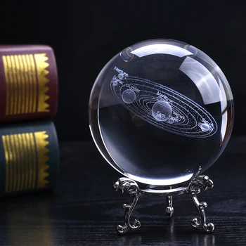 8 cm Skersmens Miniatiūriniai Saulės Sistemos Modelį Crystal Ball Lazeriu Graviruotas Planetos Stiklo Amatų Namų Puošybai Ornamentu Srityje Dovana