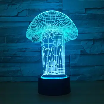 Grybo Namai Vizualinis 3D Lempos Šviestuvai Luminaria Usb Led Led Nakties Šviesos Mielas 7 Spalvų Keitimas Stalo Lempa Nemokamai Lašas Laivybos