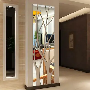 Veidrodis Stiliaus Akrilo Decal 3D Medžio Dailės Freskos Siena Lipdukas Home Hotel Dekoras