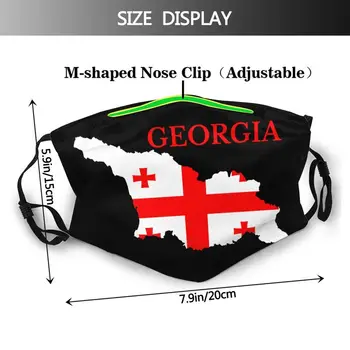 Gruzijos Vėliavos Žemėlapį galima Skalbti Unisex Burnos, Veido Kaukė gruzijos Kovos su Apsaugos nuo Dulkių Dangtelis Respiratorius Mufelinė Kaukė su Filtrais, 2.5 PM