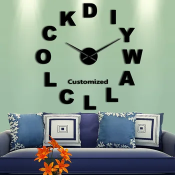 Šiuolaikinės Individualų 3D Akrilo DIY Sienos Laikrodį, Kad Jūsų dizaino N Asmeninis Logotipas Asmeninį Dydis Reguliuojamas Komplektas Dekoratyvinių Laikrodis