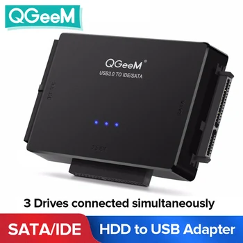 QGeeM SATA į USB IDE Adapteris, USB 3.0-2.0 Sata 3 Laidas 2.5 3.5 Kietajame Diske HDD SSD USB Keitiklis IDE, SATA Adapteris