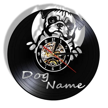 Vinilo Įrašas Sieninis Laikrodis Meilė Mano Buldogas Šuniuką Pug Pet Shop Sieninis Laikrodis Britų Šunų Veislių, Sienų Dekoras Laikrodis Dovana