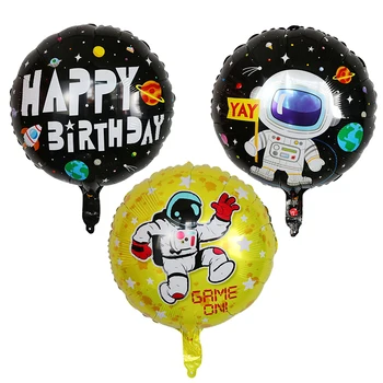10vnt Geltona Juoda Kosmosą Astronautas Folija Balionai Galaxy Temą Šalies Laimingas Gimtadienio Apdaila Oro Globos Vaikams, Žaislai