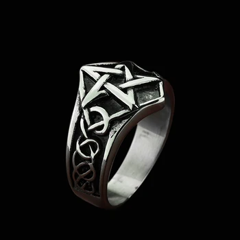 Derliaus Viking Pentagram Nerūdijančio Plieno Vyrų Žiedai Šiaurės Slavų Pagonių Amuletas Piršto Žiedą Punk Biker Juvelyrika Moterys Vyrai Dovana