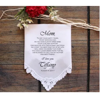 Individualizuotas, bet tekstas vestuvių nosine, motina nuotaka dovana, custom printed vestuvių motina jaunikis nosinė